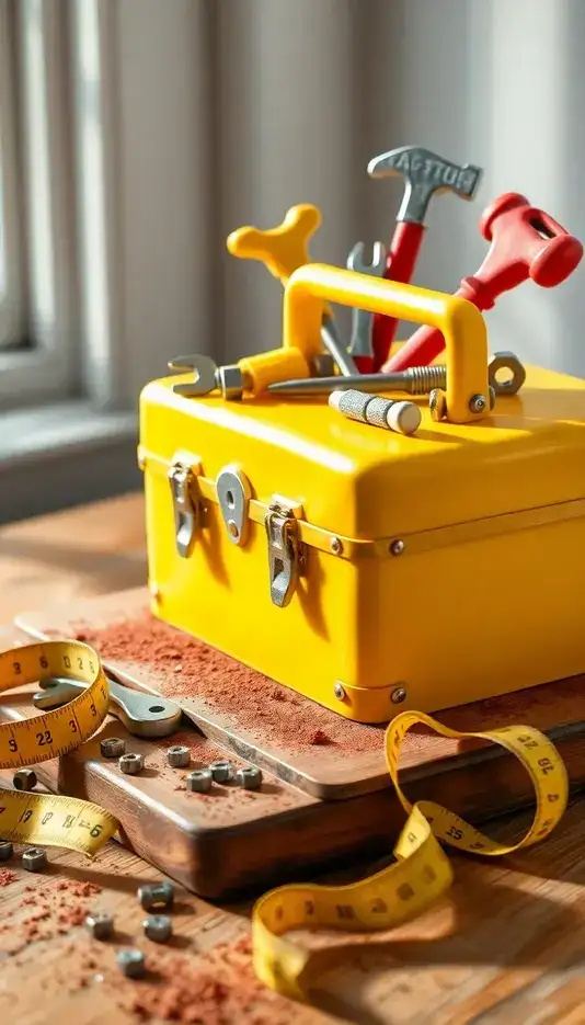Bright Yellow Construction Toolbox Cake