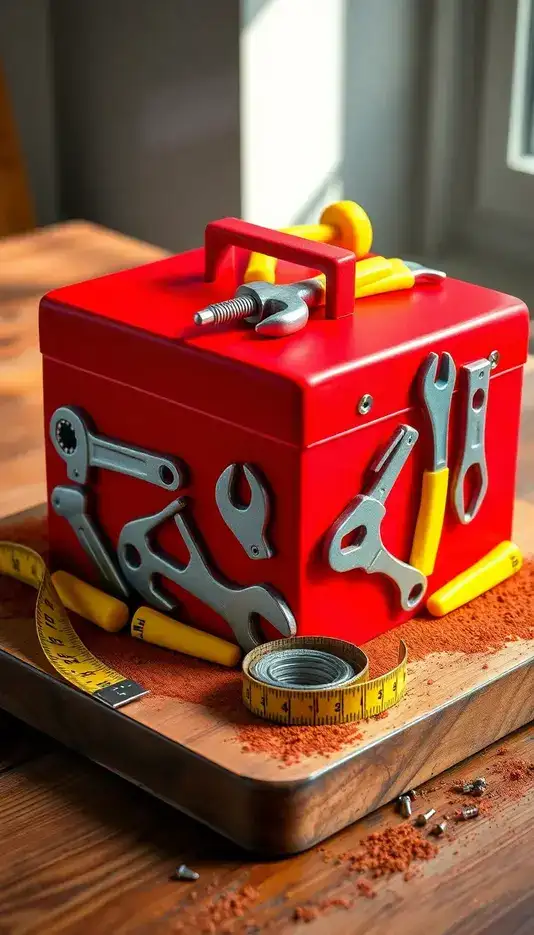 Colorful Toolbox Cake with Fondant Nails