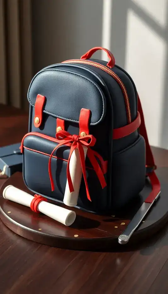 Graduation Backpack Cake with Diploma Detail