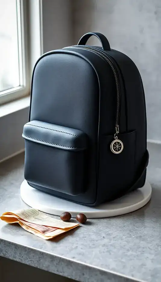 Minimalist Black Backpack Cake