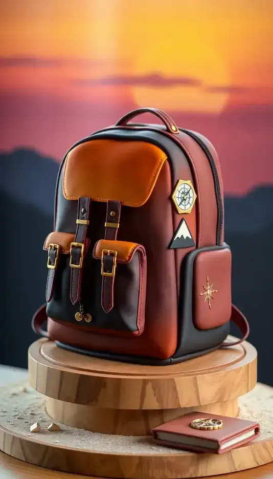 Sunset Background Backpack Cake