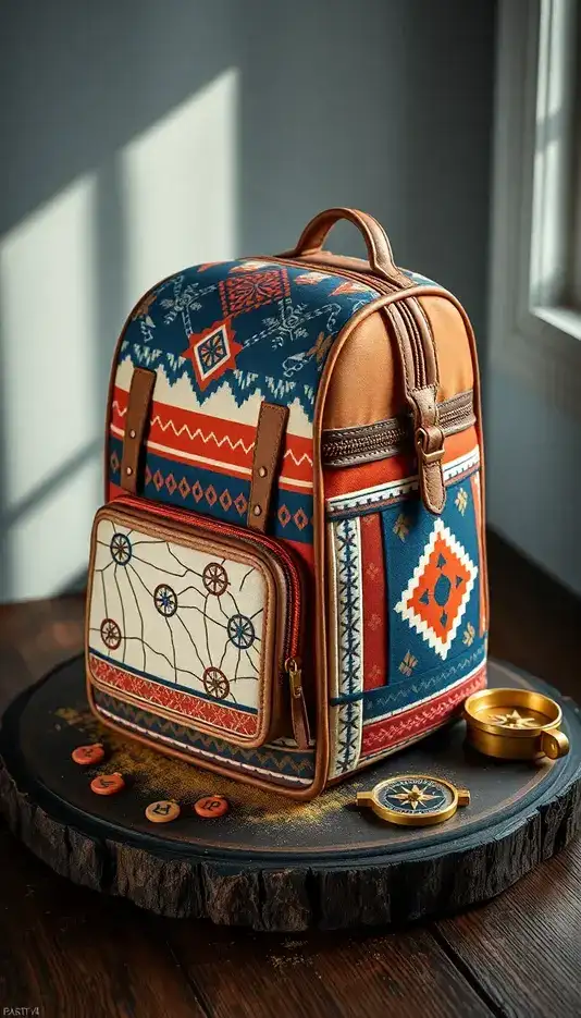 Cultural Textile Pattern Backpack Cake