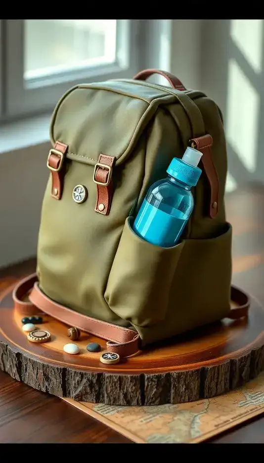 Backpack Cake with Edible Water Bottle