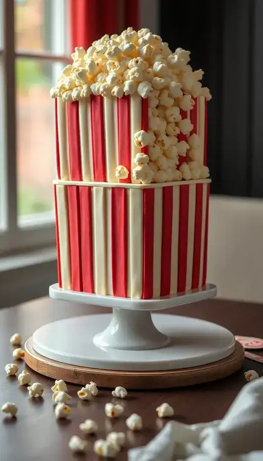 Stacked Popcorn Box Layers with Buttercream