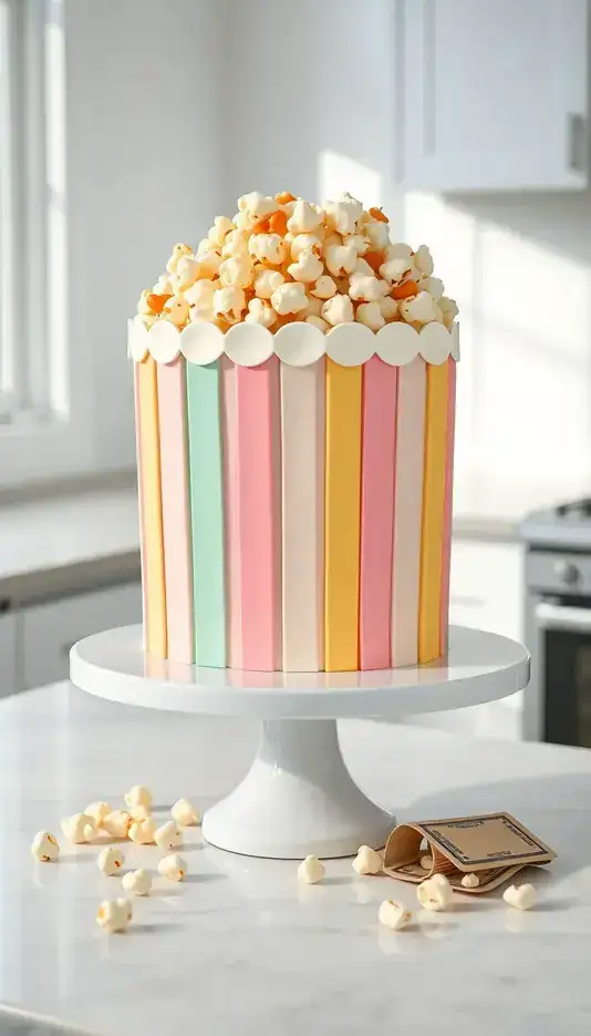 Popcorn Box Cake in Fun Pastel Stripes