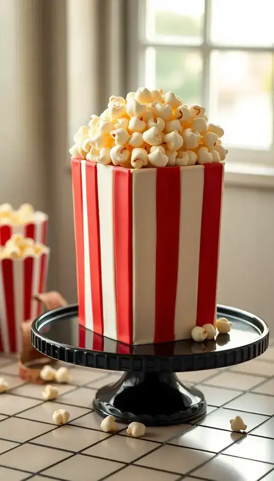 Popcorn Box Cake Inspired by Classic Drive-In Movies