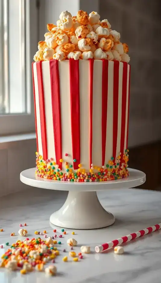 Popcorn Box Cake with Sprinkles and Funfetti