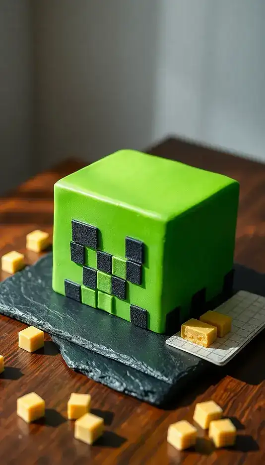 Creeper Face Block Cake