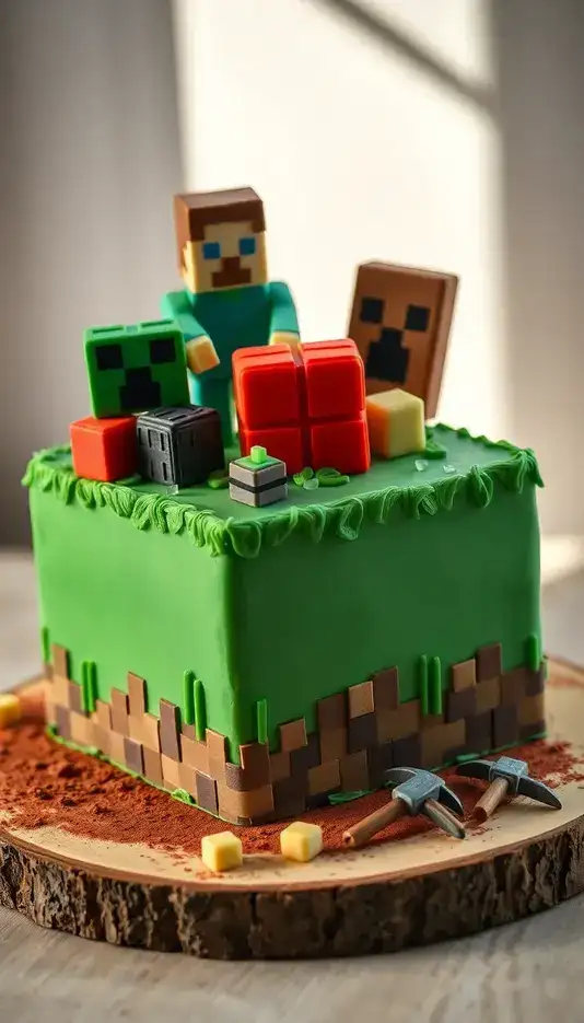 Minecraft Cake with Character Toppers