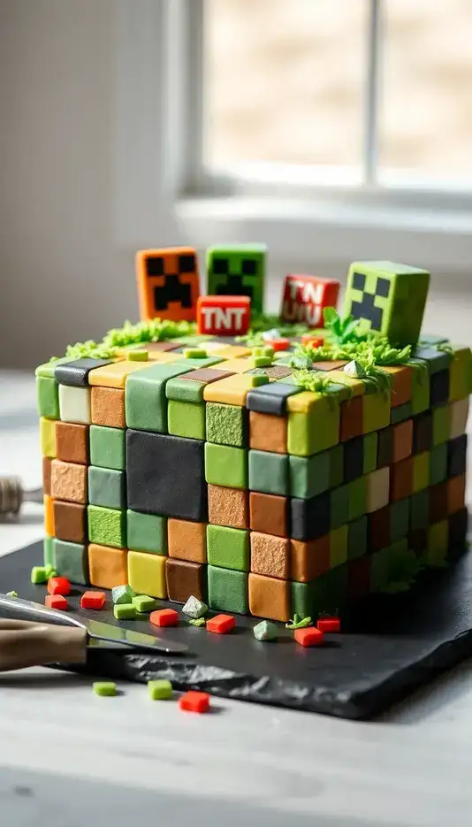 Minecraft Cake with Edible Blocks