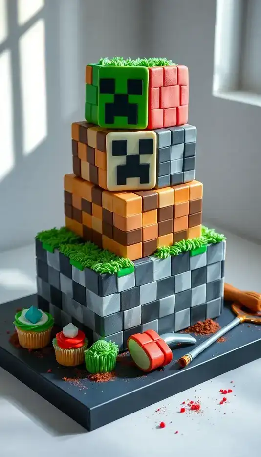 Interactive Minecraft Block Cake Features