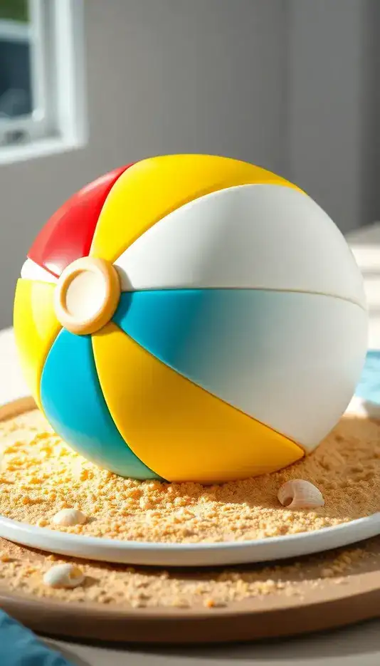 Beach Ball Cake with Edible Sand Base