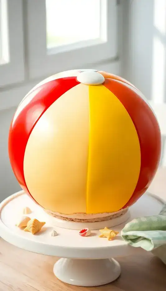 Rainbow Gradient Beach Ball Cake